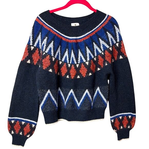 Sundry Fairisle Sweater Crew Neck Boxy Fit Super Soft Wool Blend Size S Revolve - Picture 3 of 10